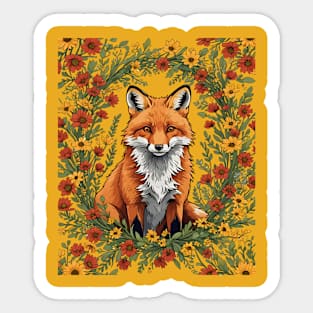 Mississippi Red Fox Surrounded By Tickseed Flowers Sticker